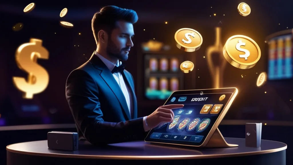 Player viewing casino payment methods and currency options on a dark cashier screen