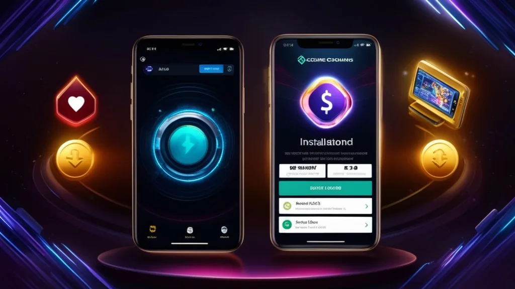A secure mobile installation scene showing Android and iPhone setup concepts